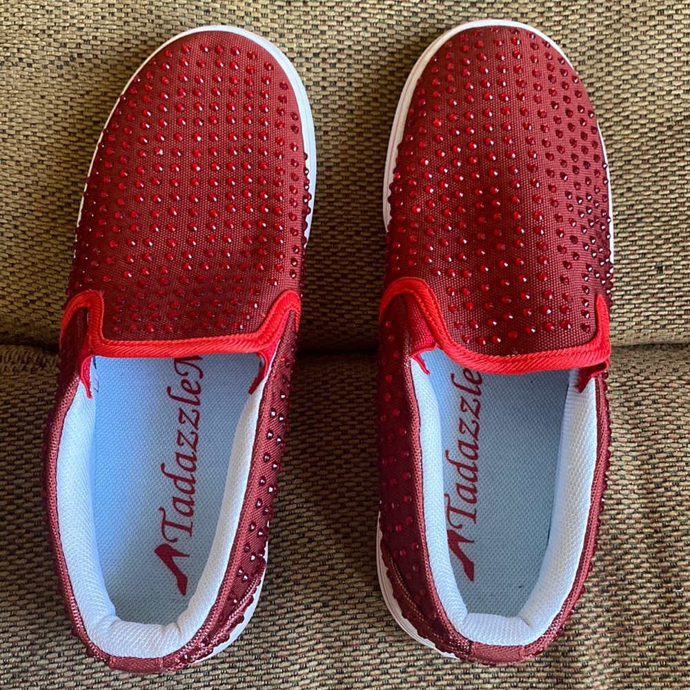 Shiny red sneakers